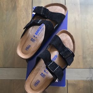 Birkenstock Arizona Suede Soft Footbed Narrow